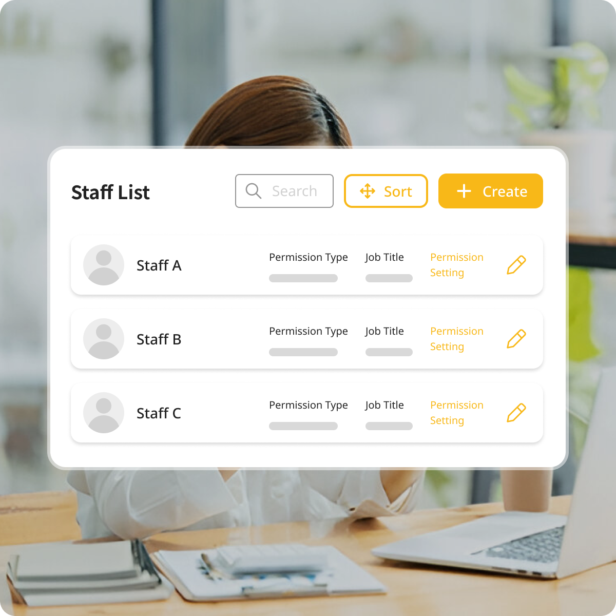 Staff management dashboard